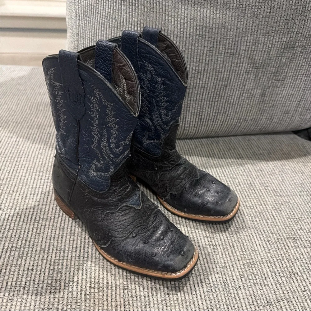 Caballo Dorado Imitation Ostrich Cowboy Western Boots Made in Mexico Size 2